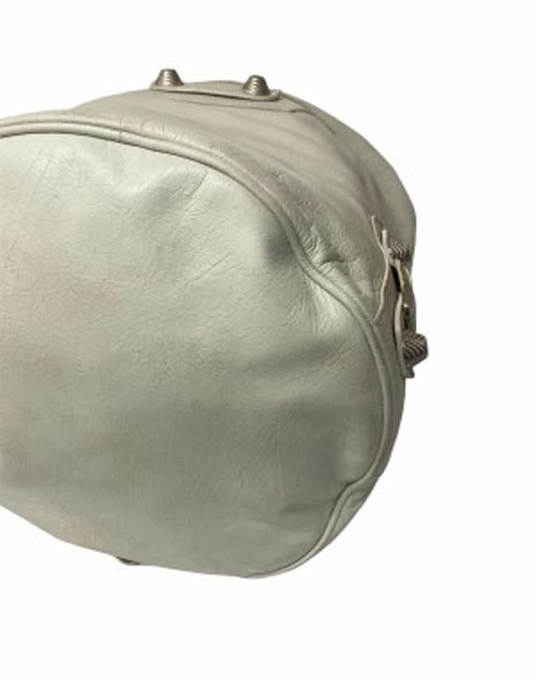 Gray Balenciaga White  Leather Bucket Bag