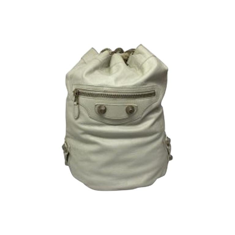 Balenciaga White  Leather Bucket Bag