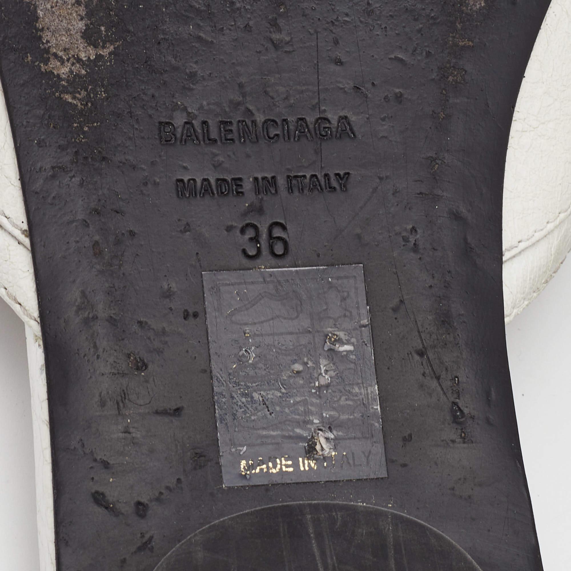 Balenciaga White Leather Cagole Flat Slides Size 36 For Sale 1