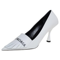 Balenciaga White Leather Fringe Knife Pumps Size 39