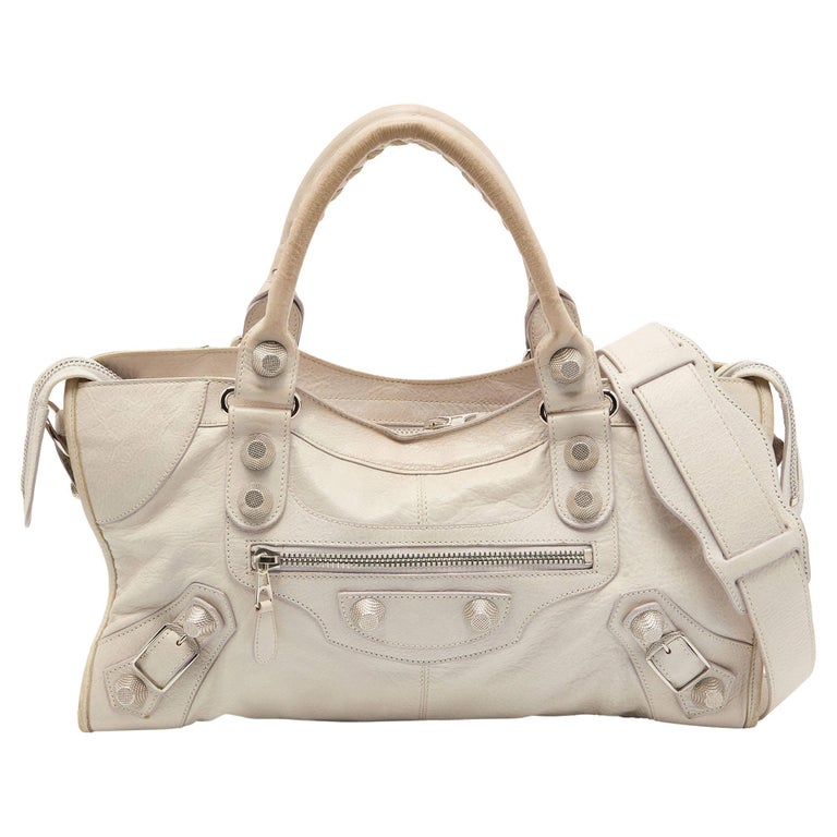 Balenciaga White Leather Giant 21 Silver Hardware Part-Time Tote For Sale  at 1stDibs