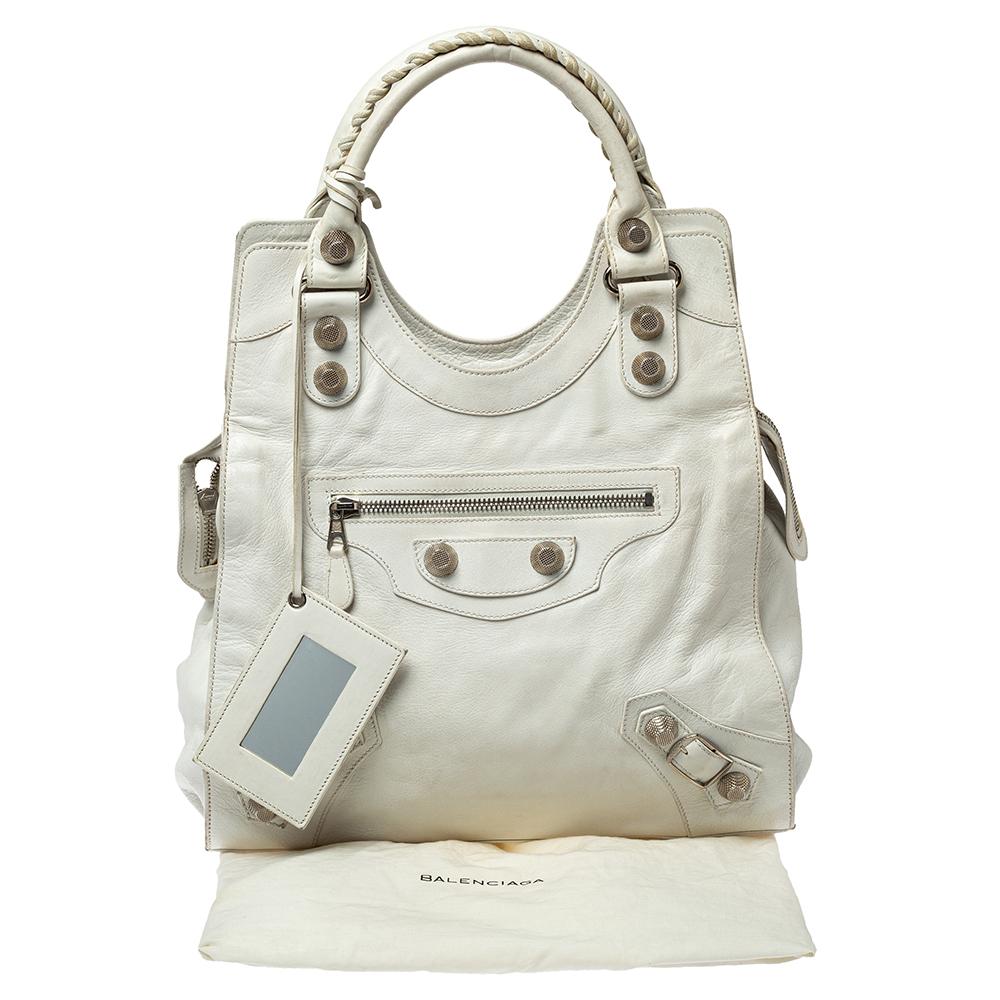 Balenciaga White Leather GSH Folder Bag 2