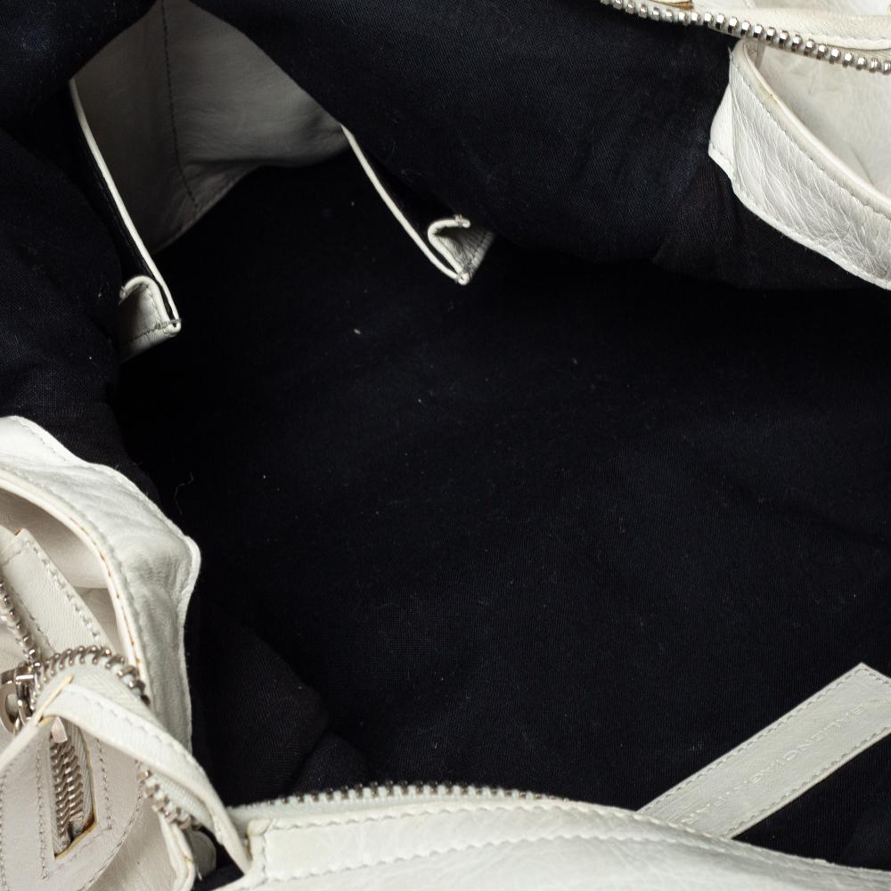 Gray Balenciaga White Leather GSH Folder Bag