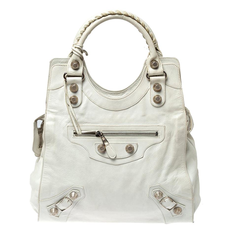 Balenciaga White Leather GSH Folder Bag