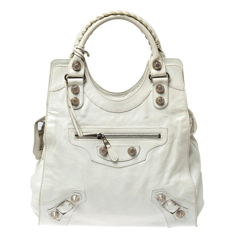Balenciaga White Leather GSH Folder Bag at 1stDibs