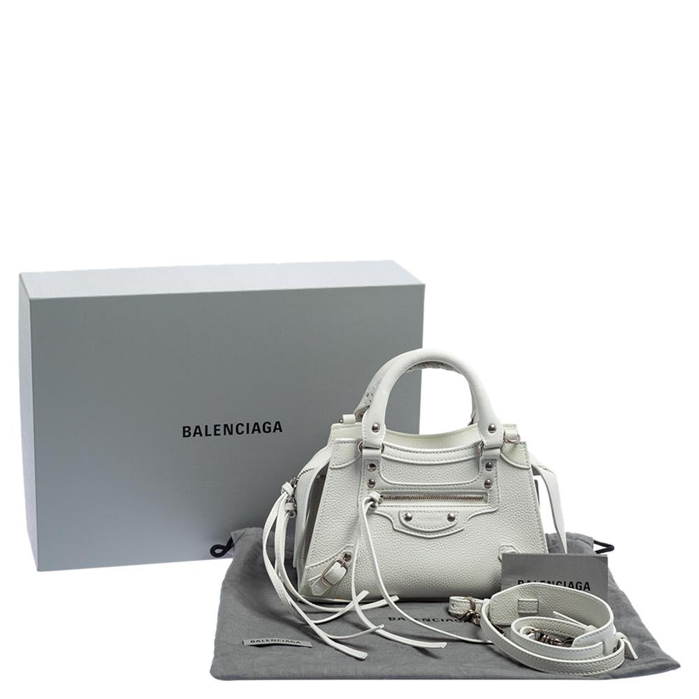 Balenciaga White Leather Mini Neo Classic Tote 7