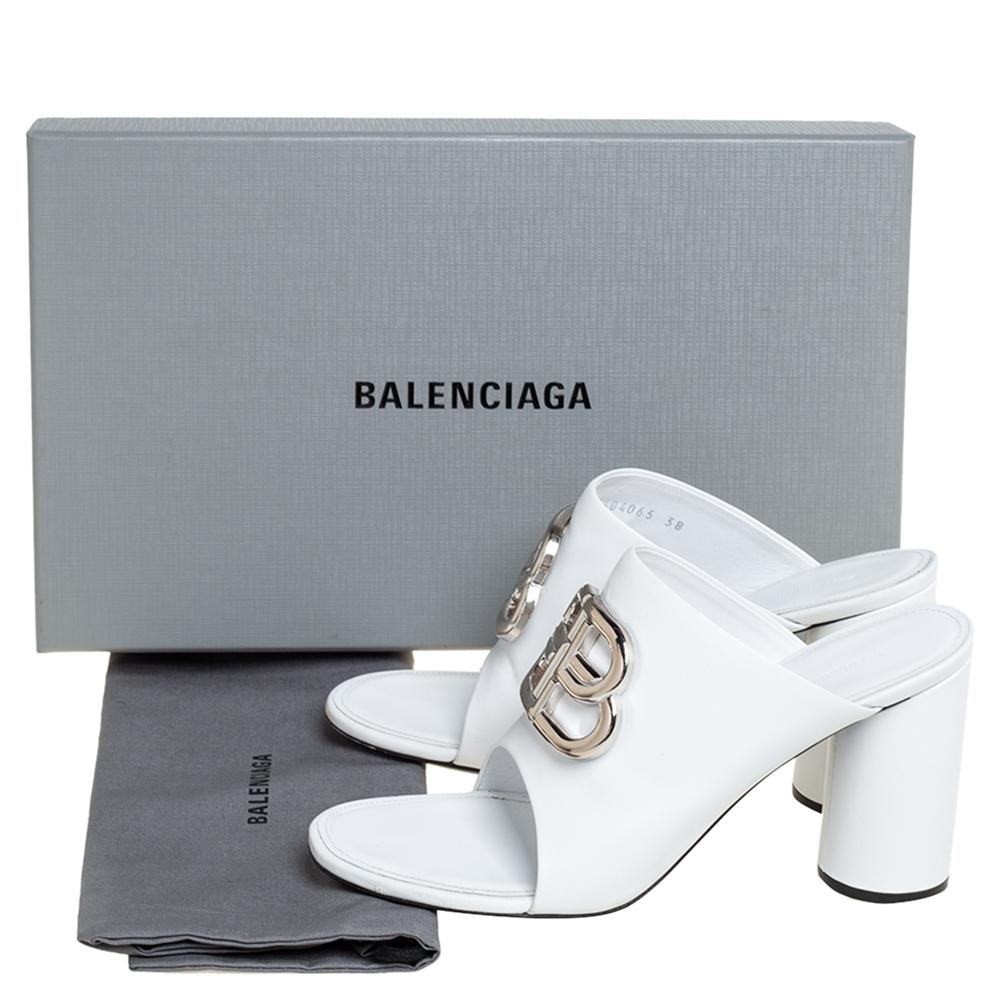 Balenciaga oval shop leather ankle sandals