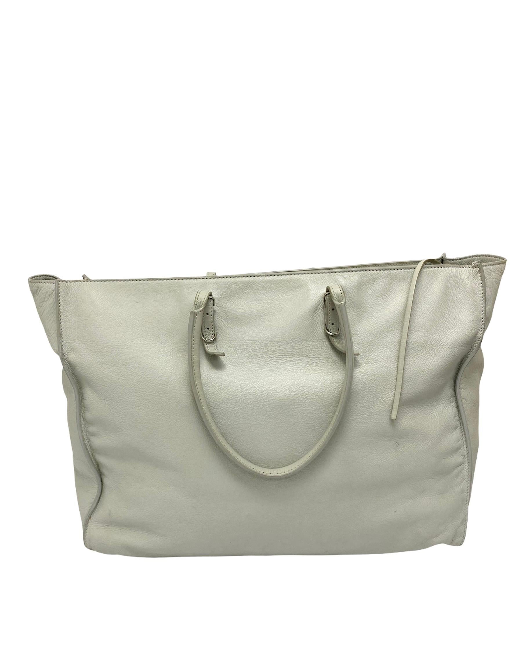Balenciaga White Leather Papier Bag 2