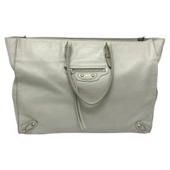 Balenciaga White Leather Papier Bag