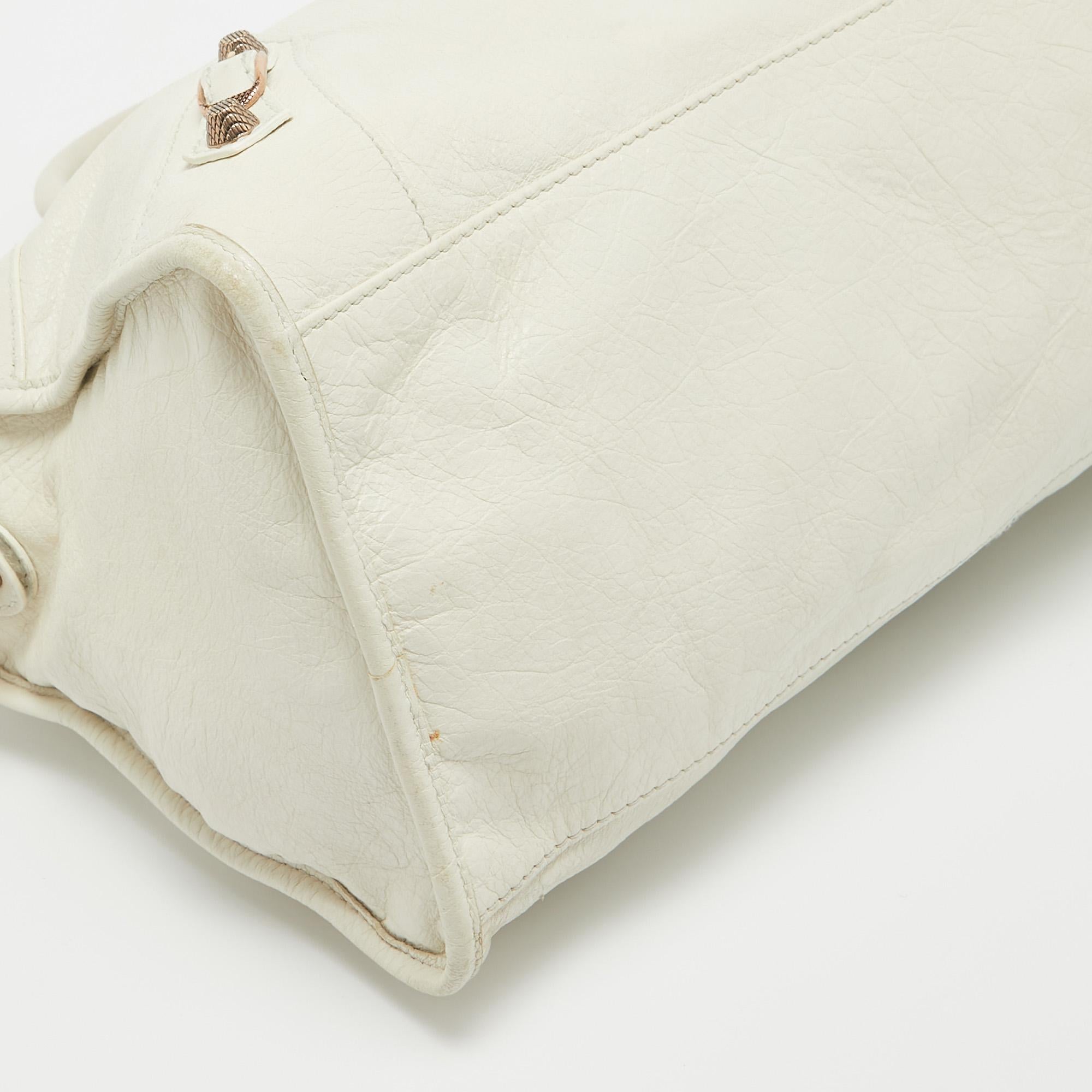 Balenciaga White Leather RGH Part Time Tote In Good Condition In Dubai, Al Qouz 2