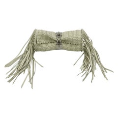 Balenciaga White Leather Tresse Fringe Clutch