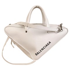 Balenciaga White Leather Triangle Duffle S Small Shoulder Bag