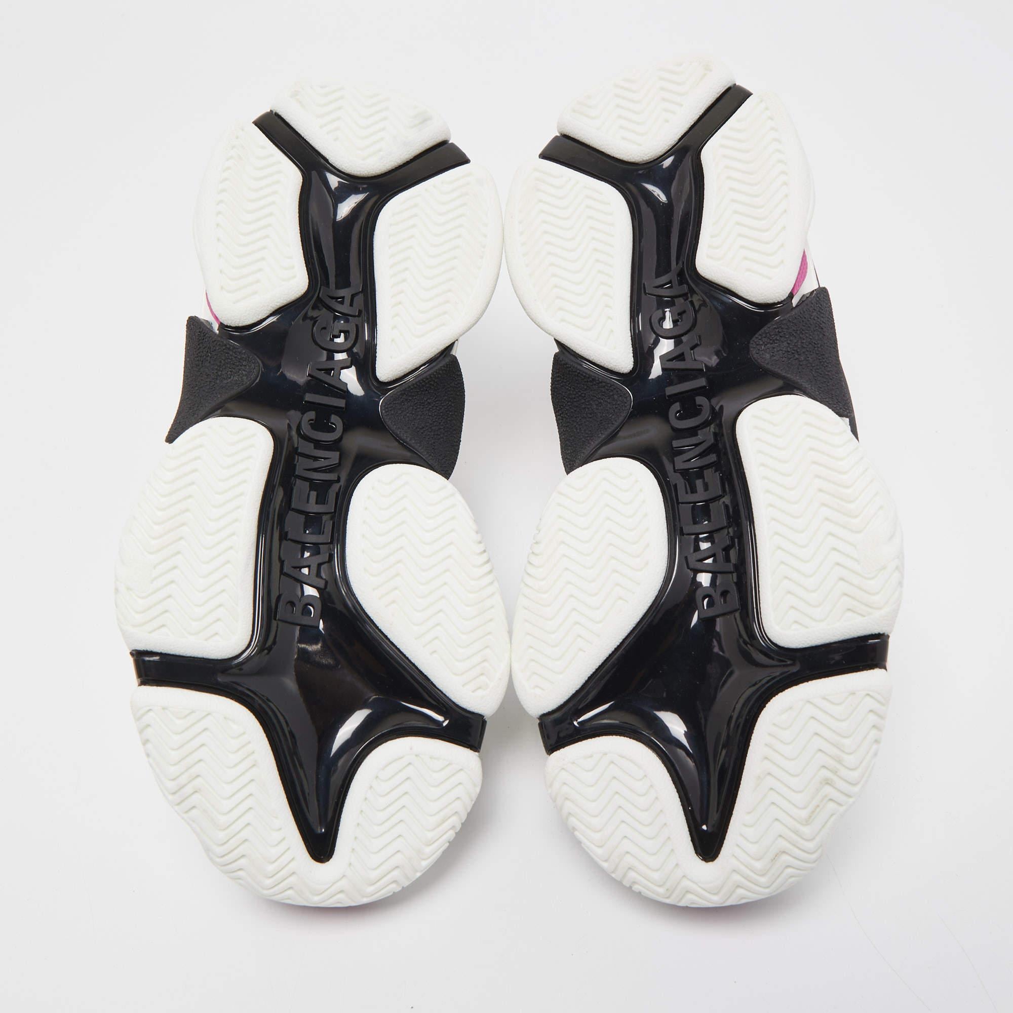 Balenciaga White Leather Triple S All Over Logo Sneakers Size 37 5