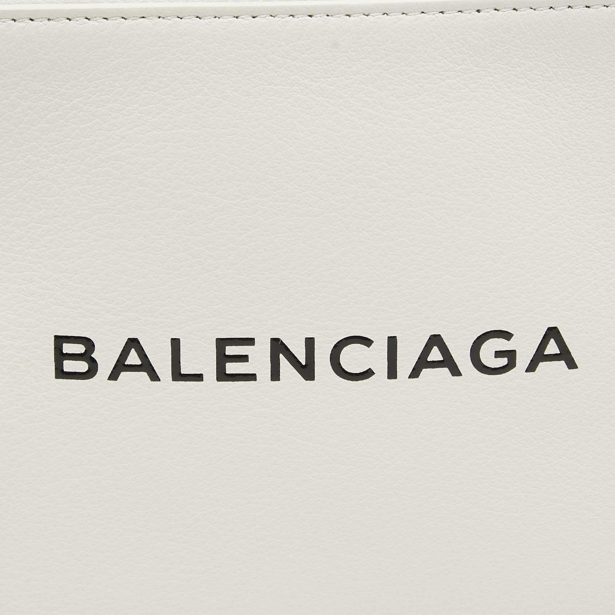 Balenciaga White Leather Zip Pouch For Sale 6