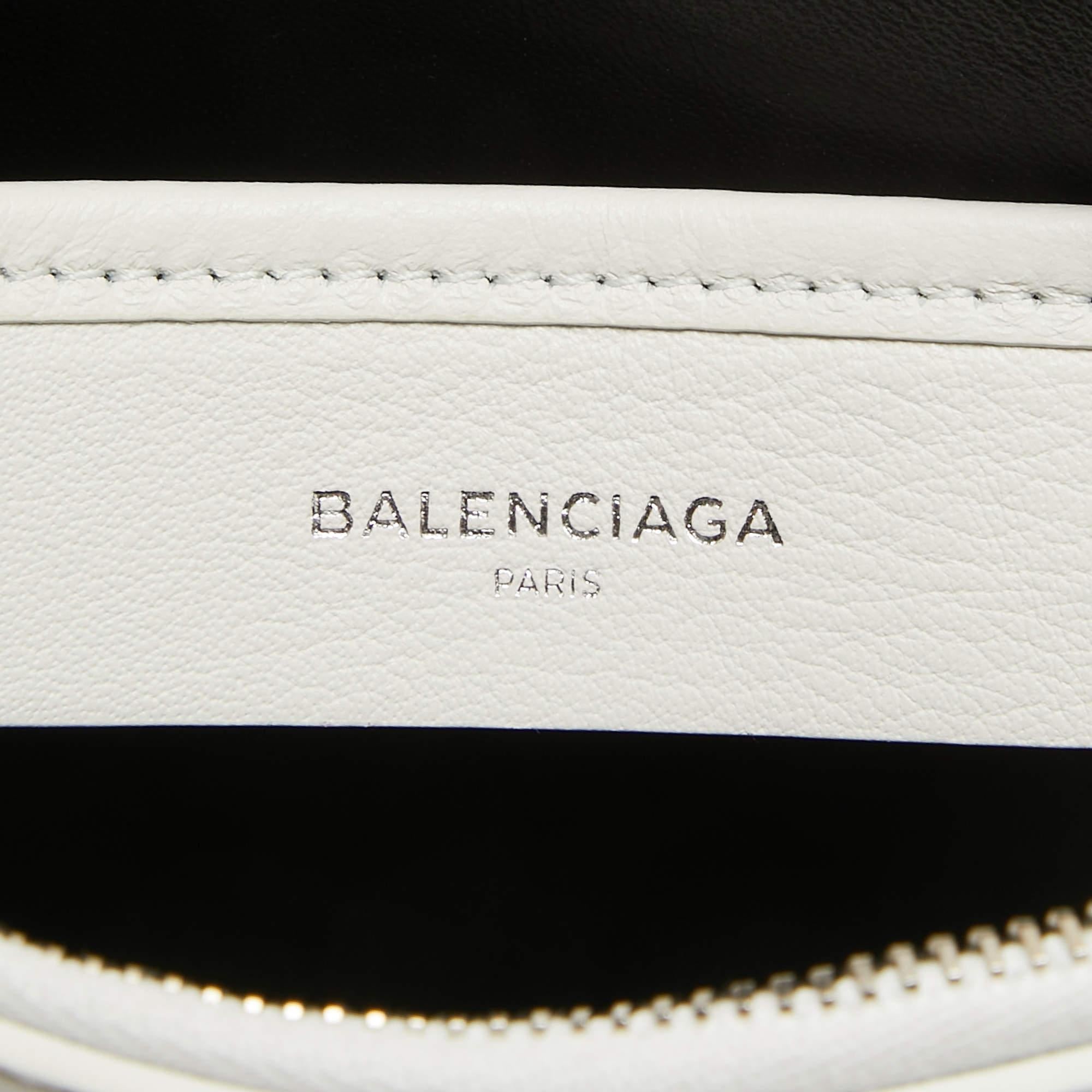 Balenciaga White Leather Zip Pouch For Sale 8