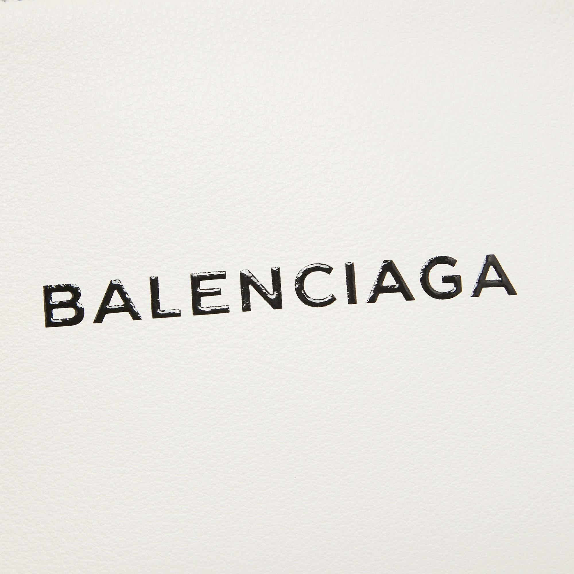 Balenciaga White Leather Zip Pouch For Sale 7