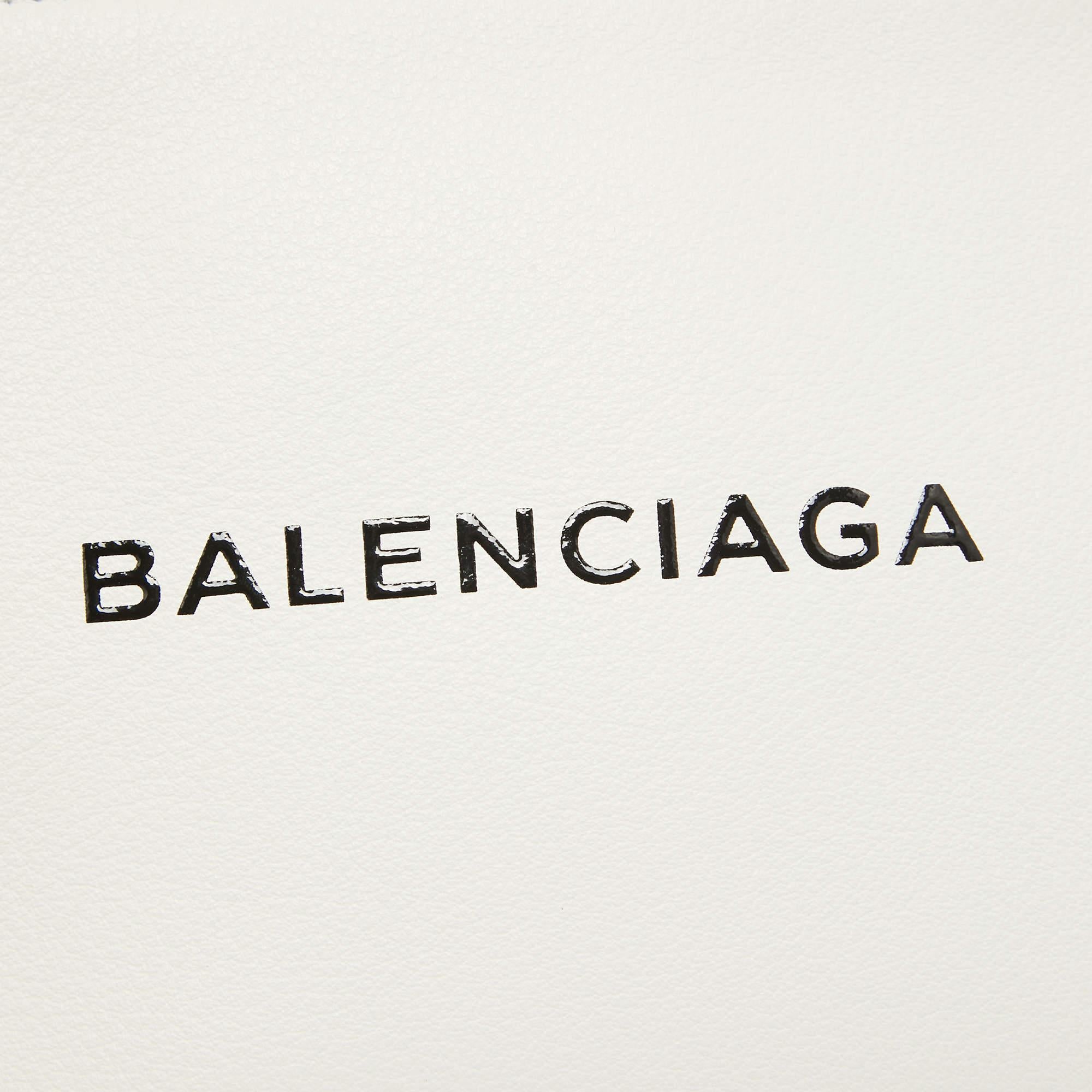Balenciaga White Leather Zip Pouch For Sale 3