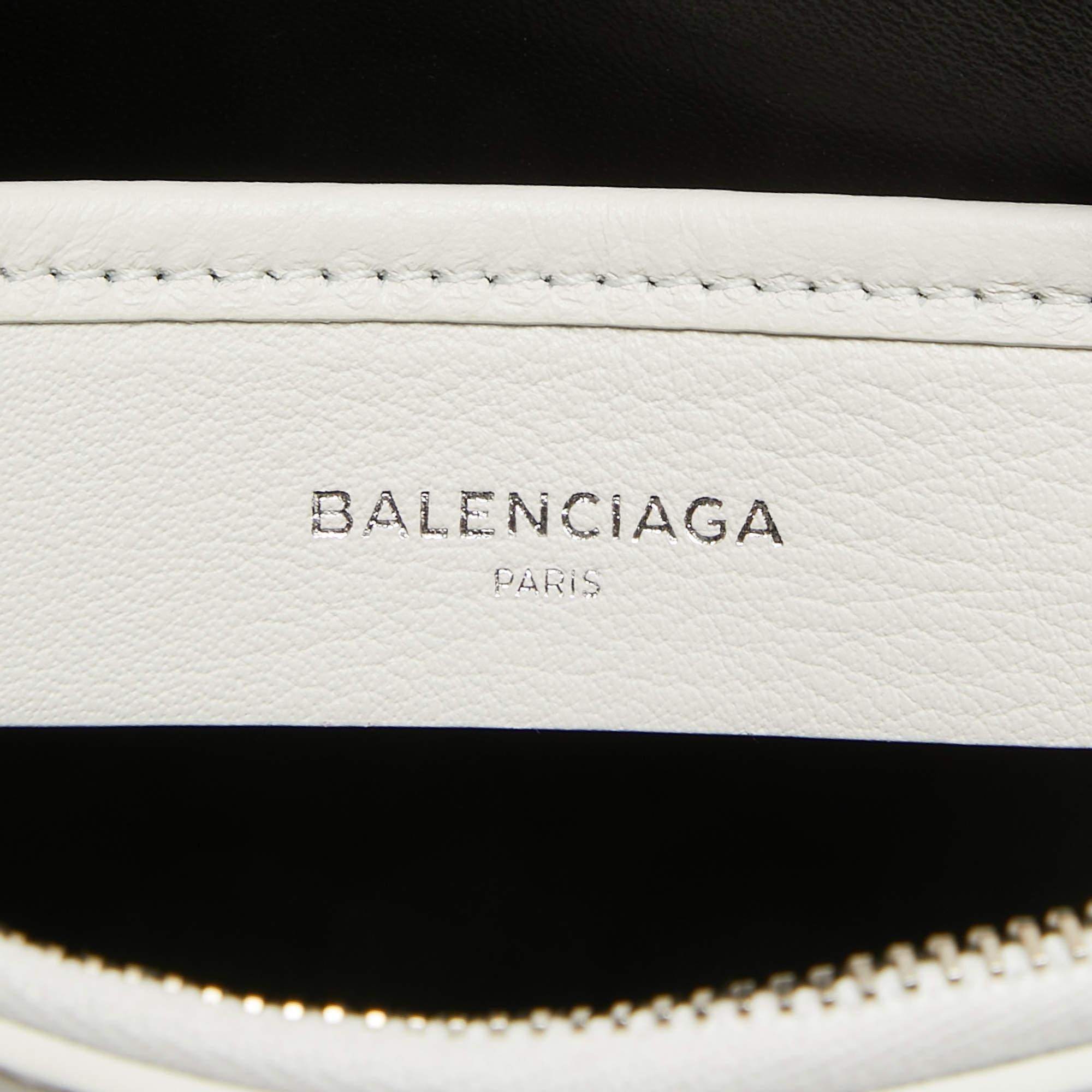 Balenciaga White Leather Zip Pouch For Sale 4
