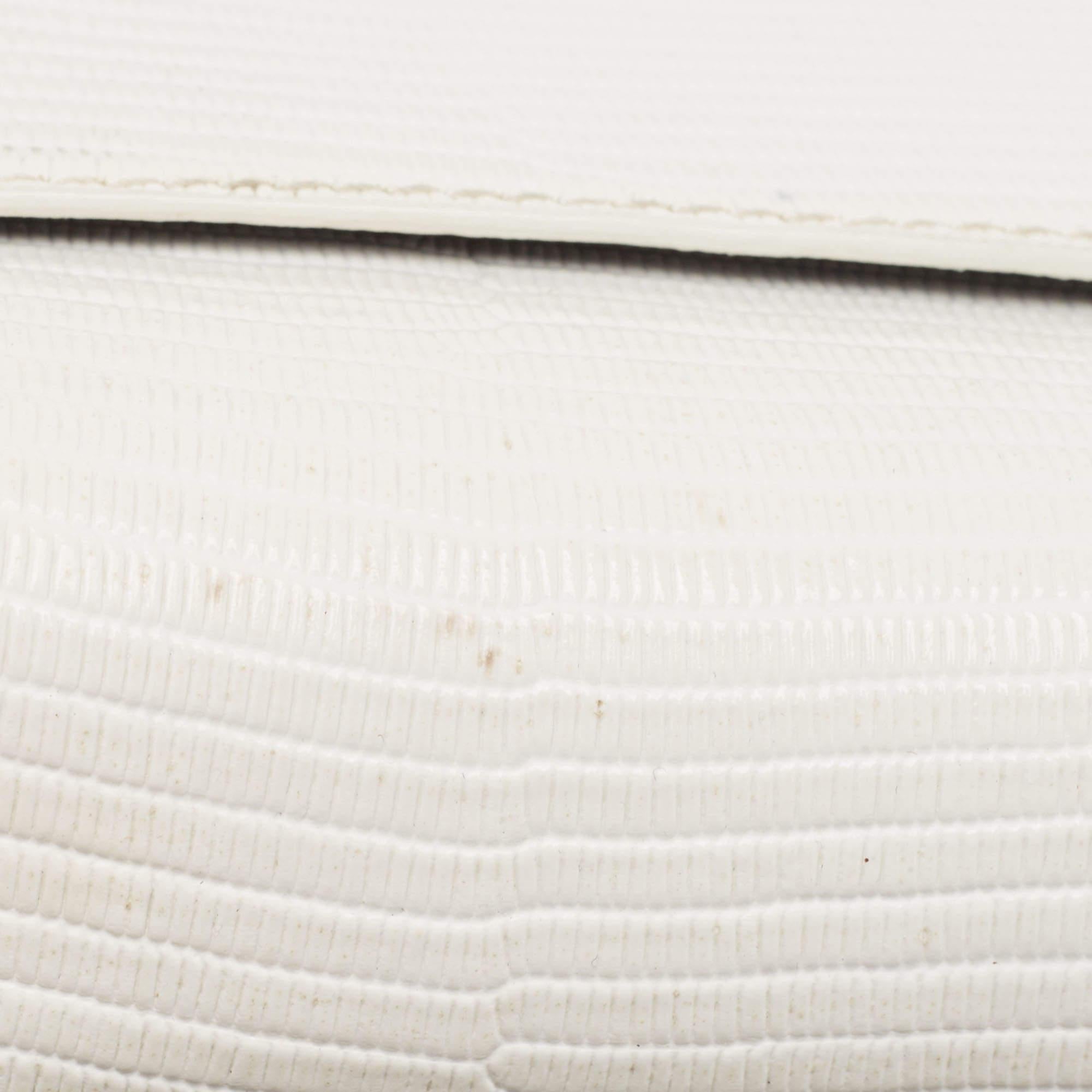 Balenciaga White Lizard Embossed Leather XS Sharp Top Handle Bag 7