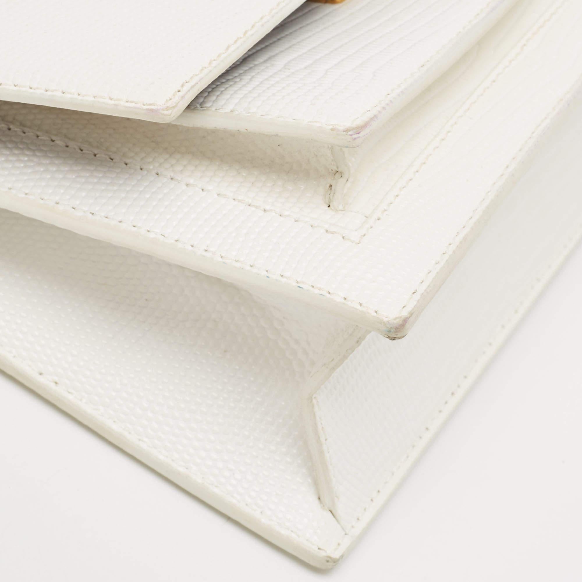 Balenciaga White Lizard Embossed Leather XS Sharp Top Handle Bag 11