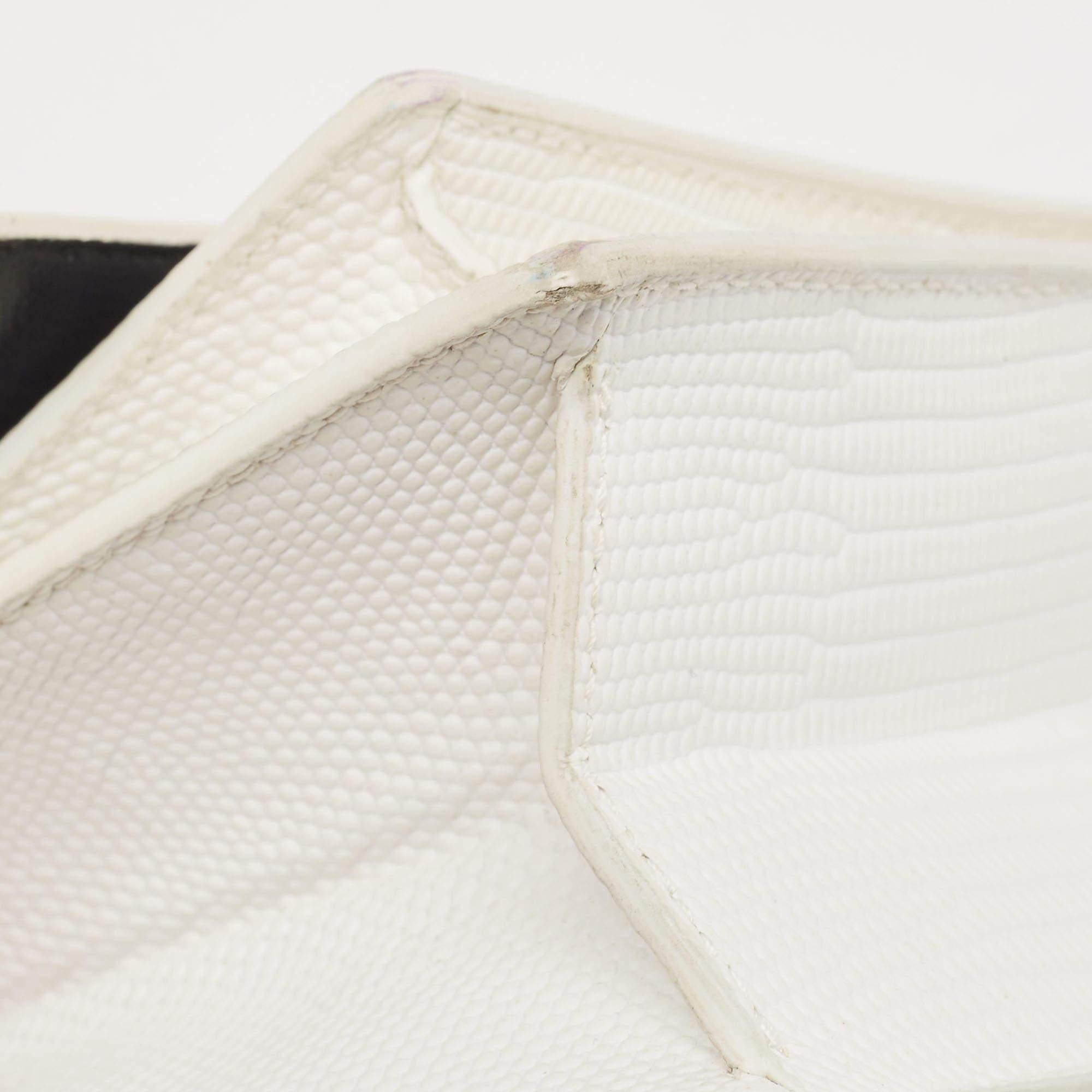 Women's Balenciaga White Lizard Embossed Leather XS Sharp Top Handle Bag