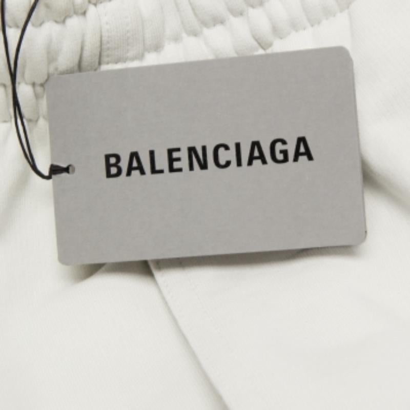 Gray Balenciaga White Logo Embroidered Cotton Shorts S For Sale