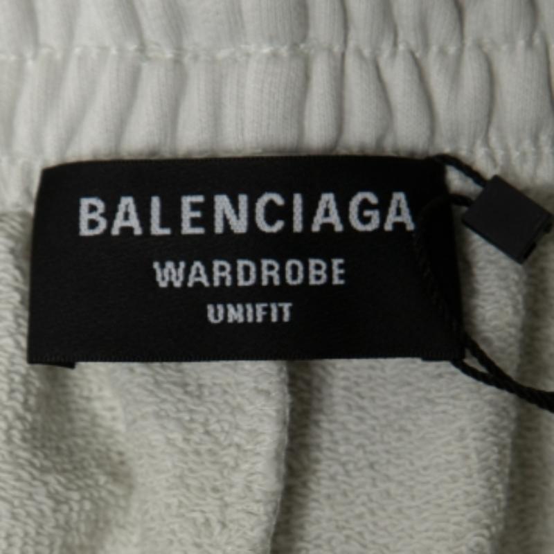 Balenciaga White Logo Embroidered Cotton Shorts S For Sale 2