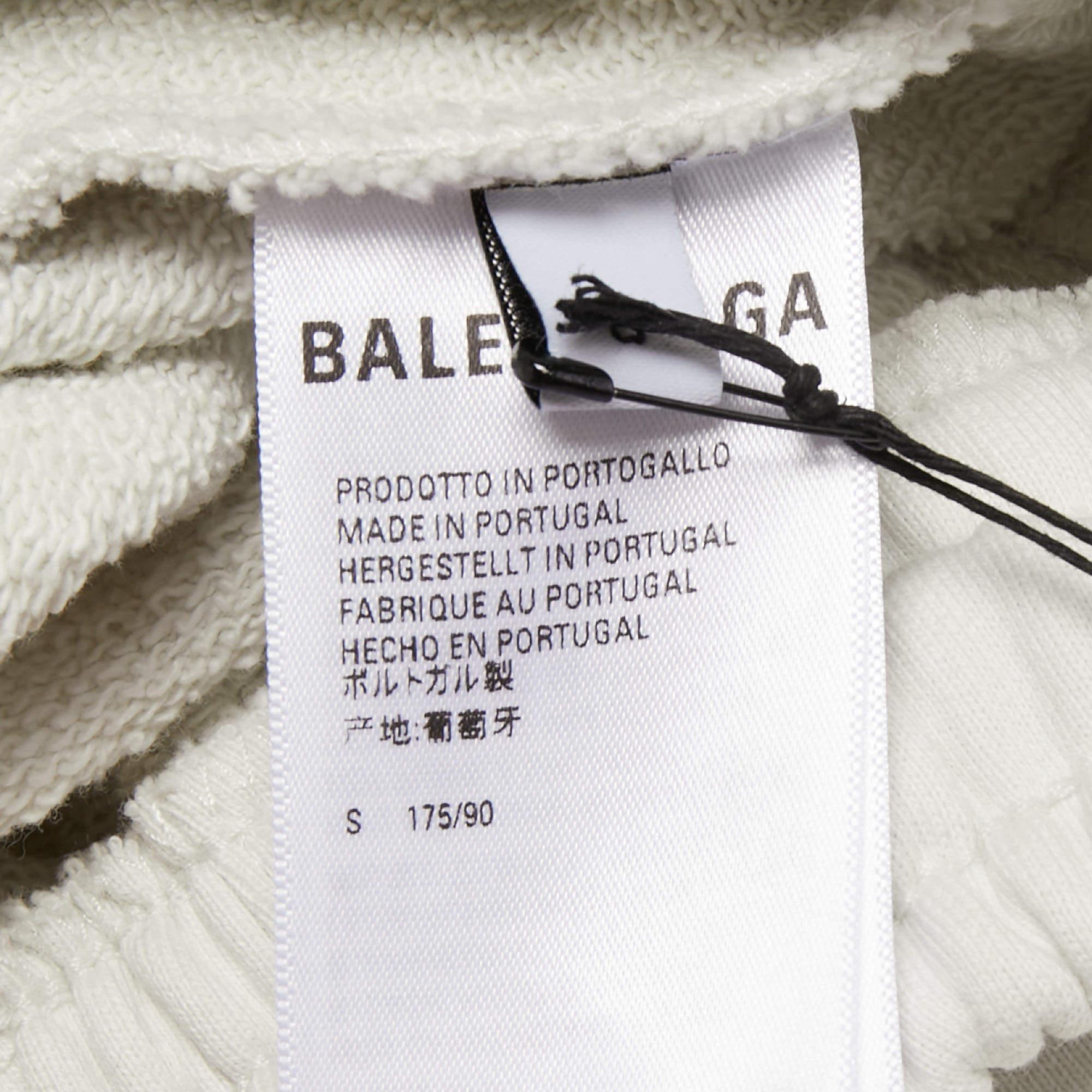 Balenciaga White Logo Embroidered Cotton Shorts S For Sale 2