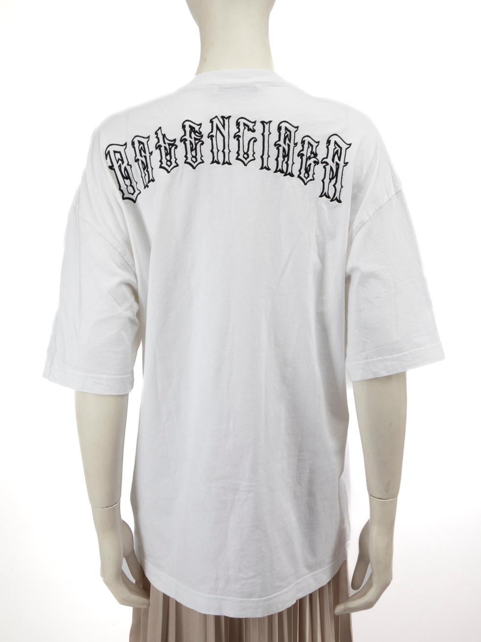 Gris Balenciaga haut brodé de logo blanc, taille S en vente