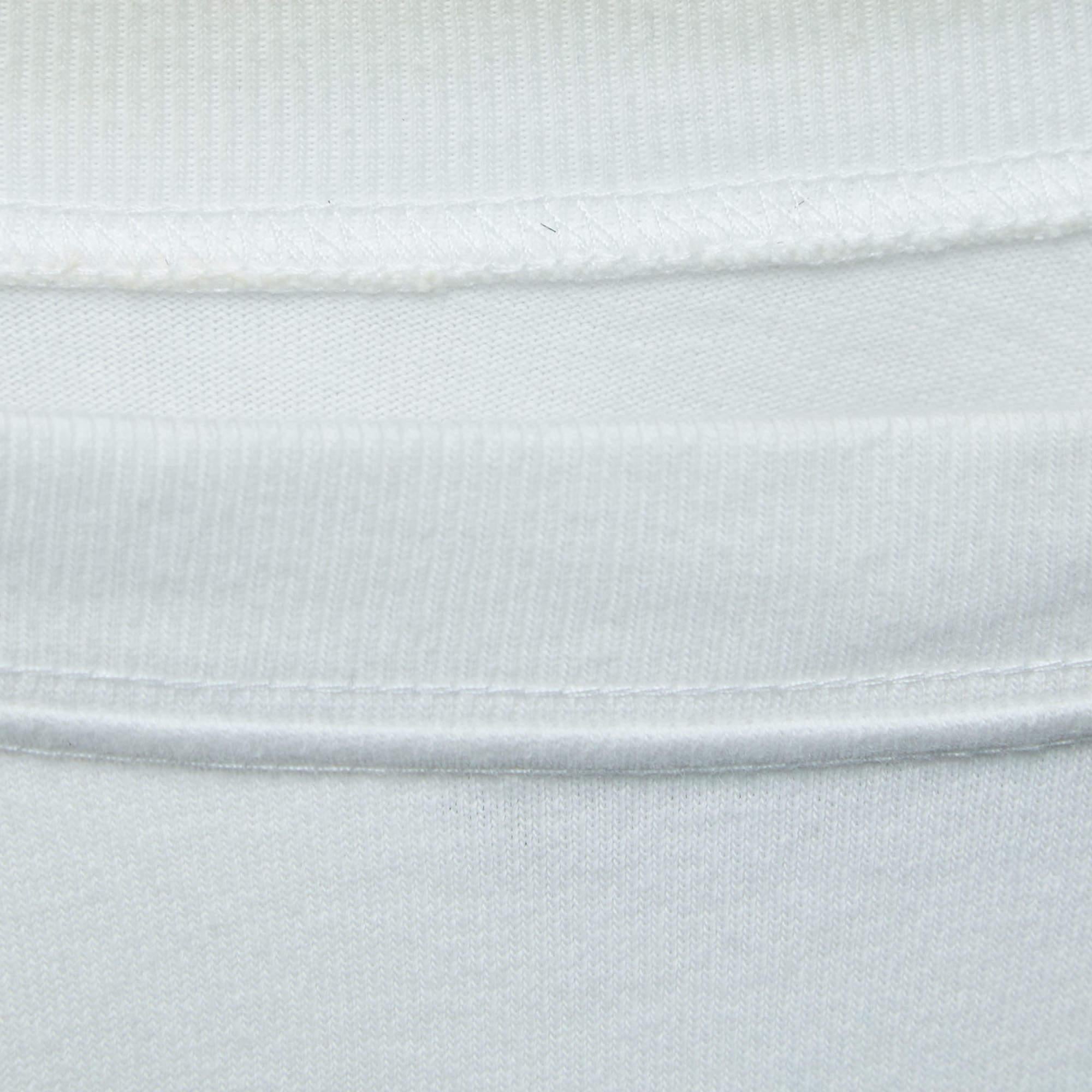 Balenciaga White Logo Print Cotton Crew Neck T-Shirt M In Fair Condition For Sale In Dubai, Al Qouz 2