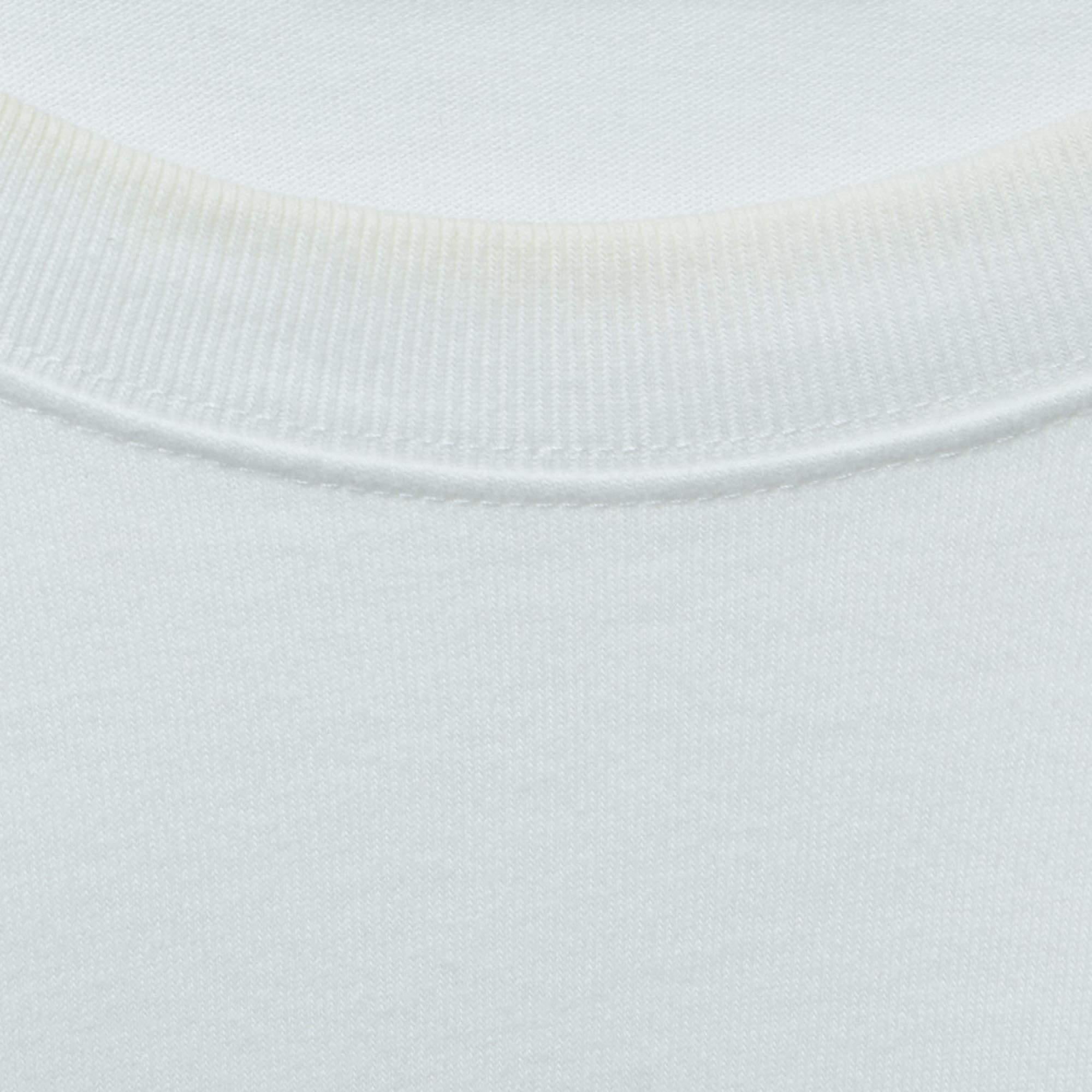Balenciaga White Logo Print Cotton Crew Neck T-Shirt M For Sale 1