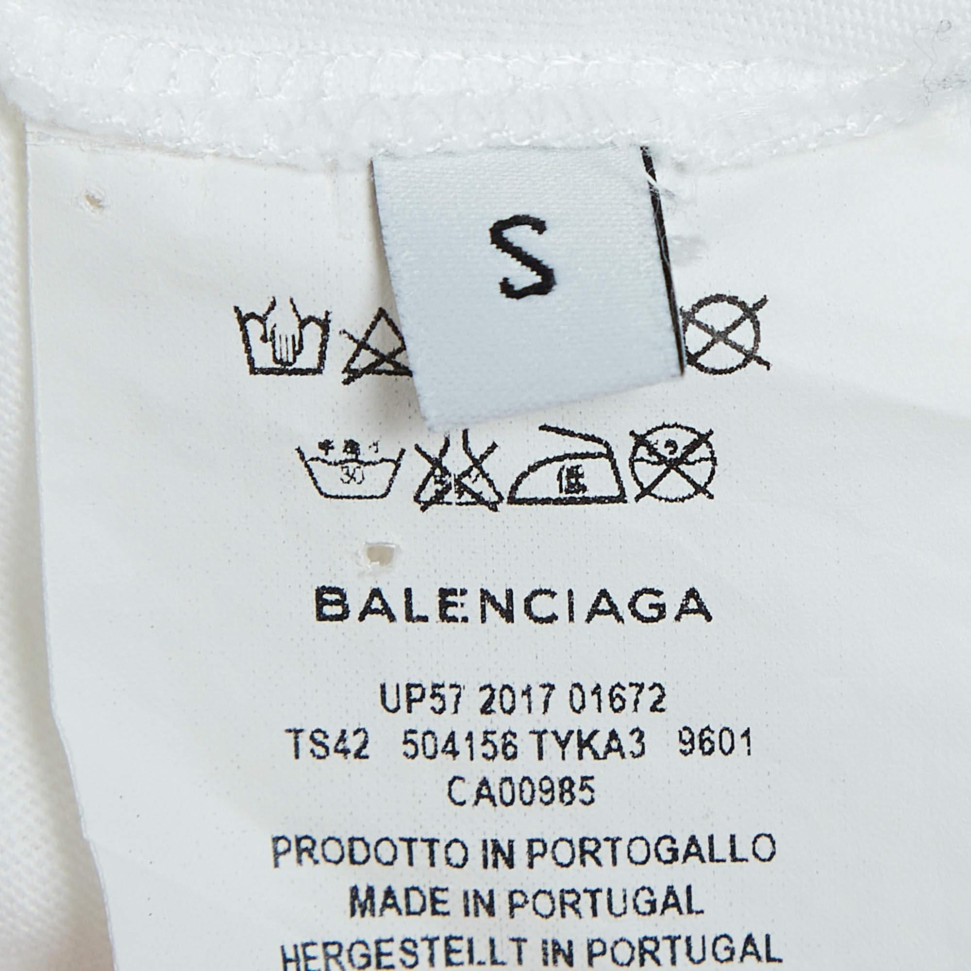 Women's Balenciaga White Logo Print Cotton Jersey T-Shirt S