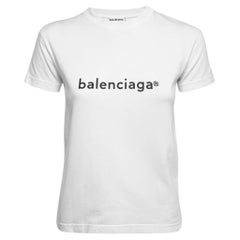 Balenciaga White Logo Print Cotton Short Sleeve T-Shirt XS