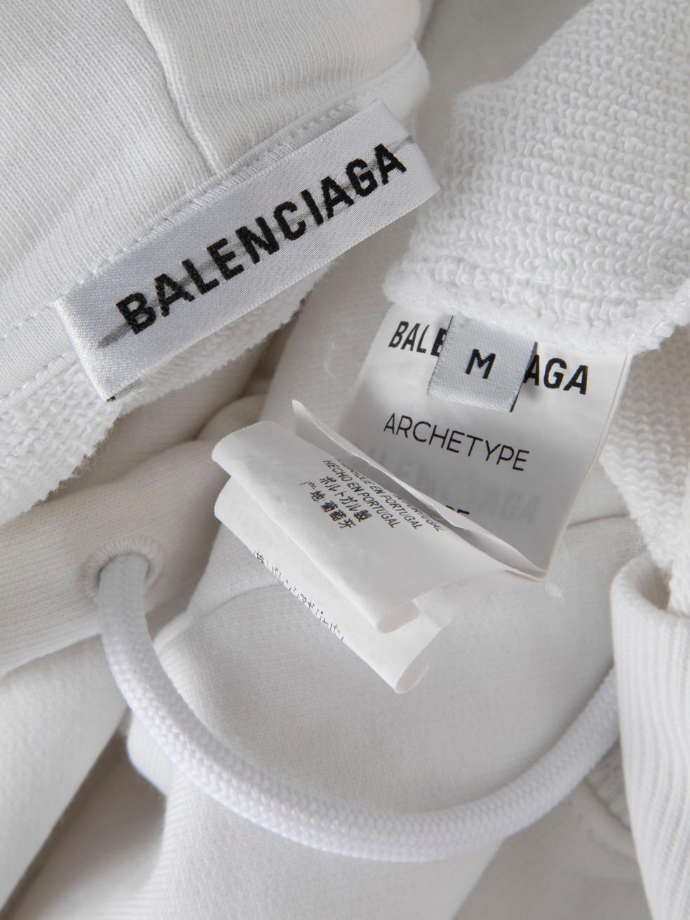 Balenciaga, felpa con cappuccio con stampa logo bianca, taglia M. in vendita 1