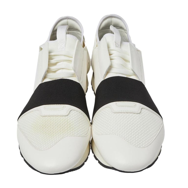 Balenciaga White Mesh And Leather Race Runner Low Top Sneakers Size 46 ...