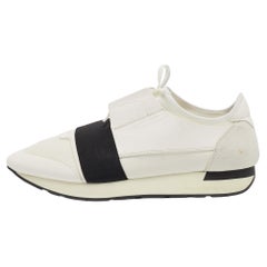 Balenciaga Weiße Race Runner Turnschuhe aus Mesh und Leder Größe 43