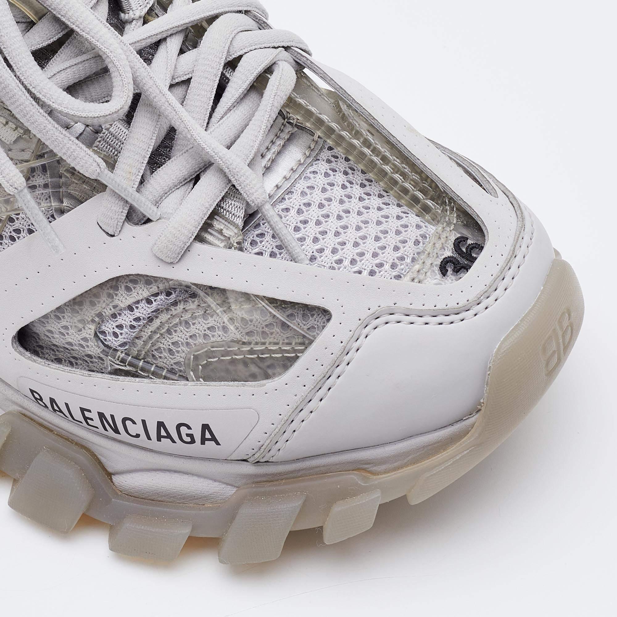Balenciaga White Mesh and Leather Track 2 Low Top Sneakers Size 36 1