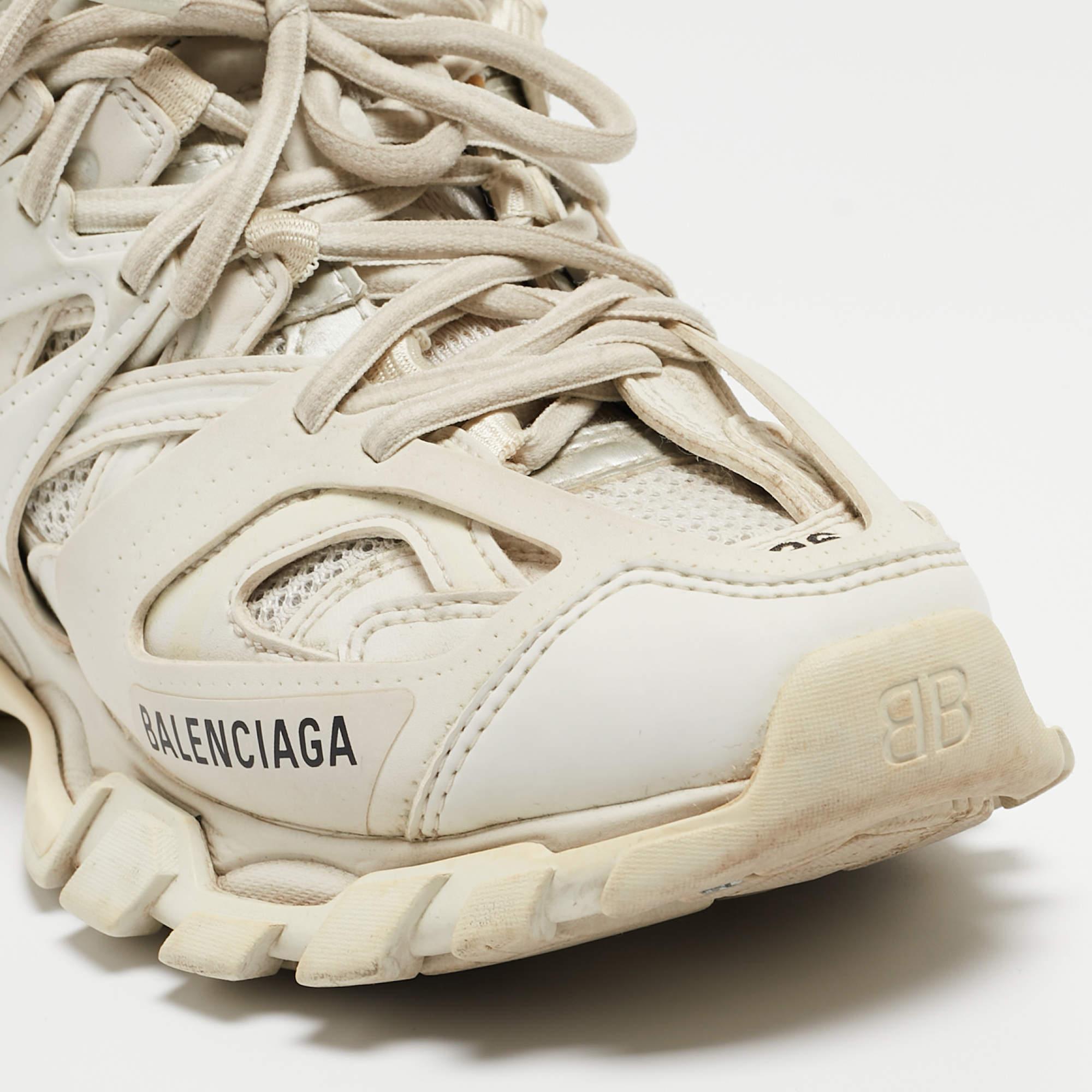 Balenciaga White Mesh and Leather Track Sneakers Size 36 1