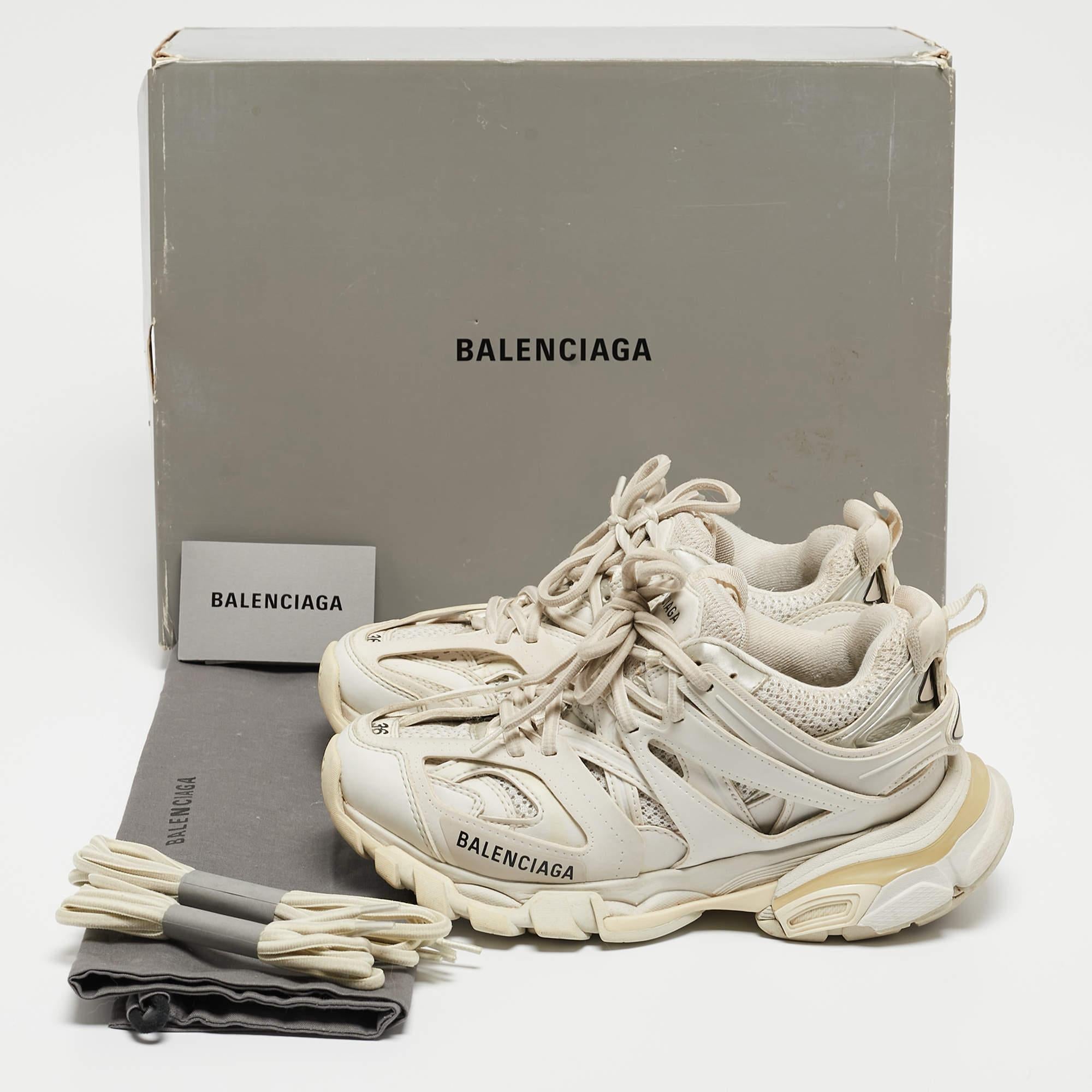 Balenciaga White Mesh and Leather Track Sneakers Size 36 For Sale 5
