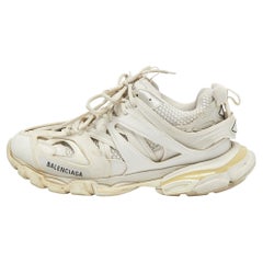Used Balenciaga White Mesh and Leather Track Sneakers Size 43