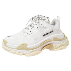 Balenciaga White Mesh and Leather Triple S Low-Top Sneakers Size 37