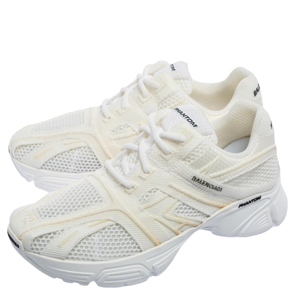 Men's Balenciaga White Mesh Phantom Low-Top Sneakers Size 42