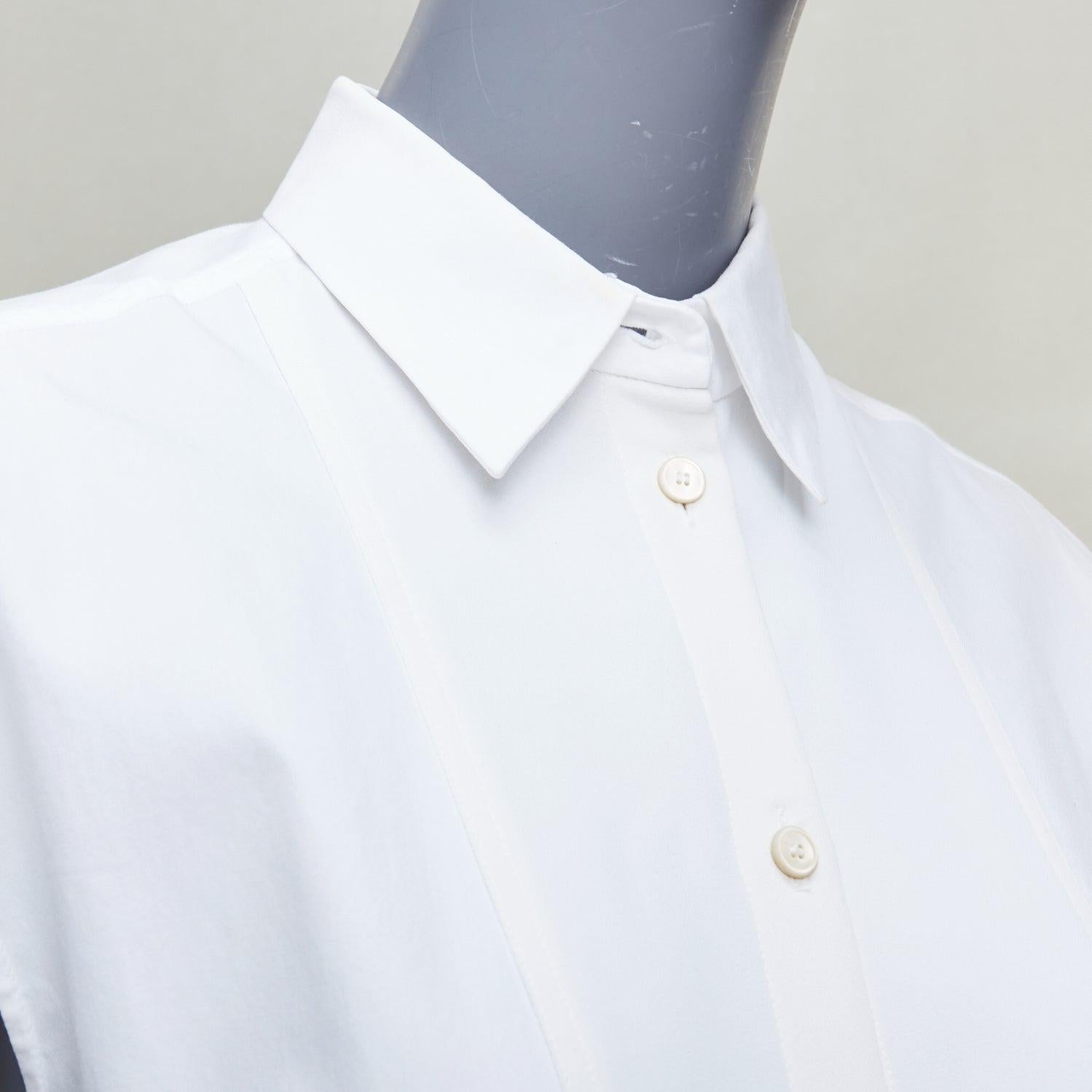 BALENCIAGA white mixed fabric drape cap sleeves collared shirt FR36 S For Sale 2