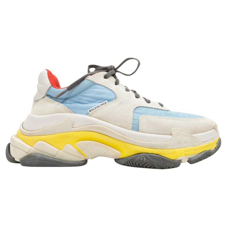 Balenciaga White and Multicolor Suede and Nylon Triple S Sneakers For Sale  at 1stDibs