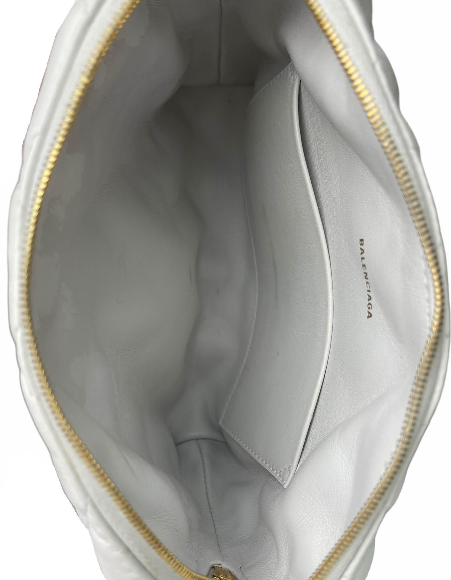 Balenciaga White Nappa Calfskin Leather B Dot Quilted Camera Crossbody Bag 2