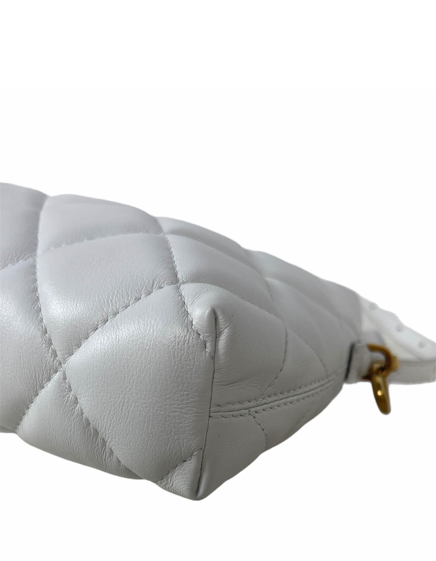 Gray Balenciaga White Nappa Calfskin Leather B Dot Quilted Camera Crossbody Bag