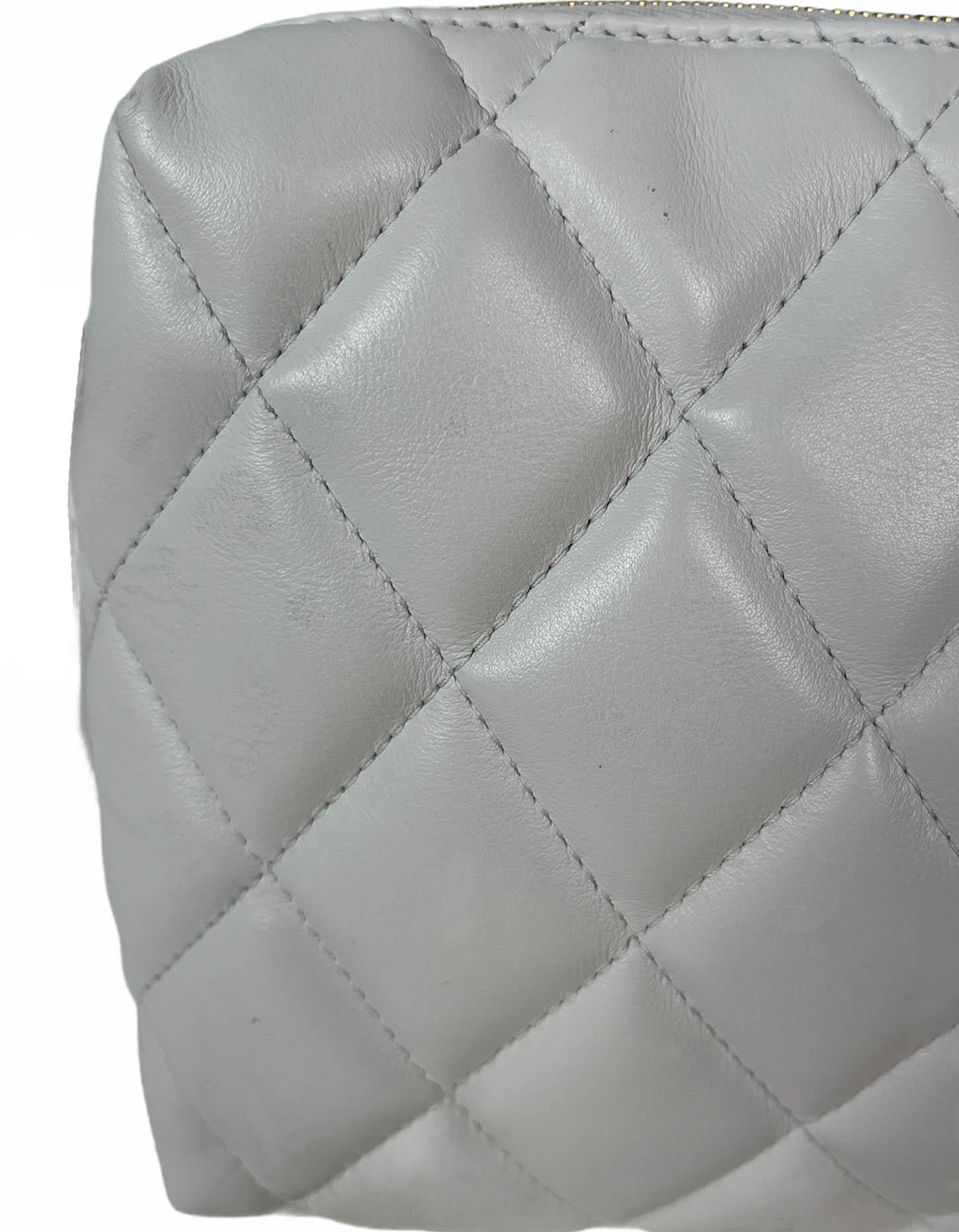 Balenciaga White Nappa Calfskin Leather B Dot Quilted Camera Crossbody Bag In Excellent Condition In New York, NY