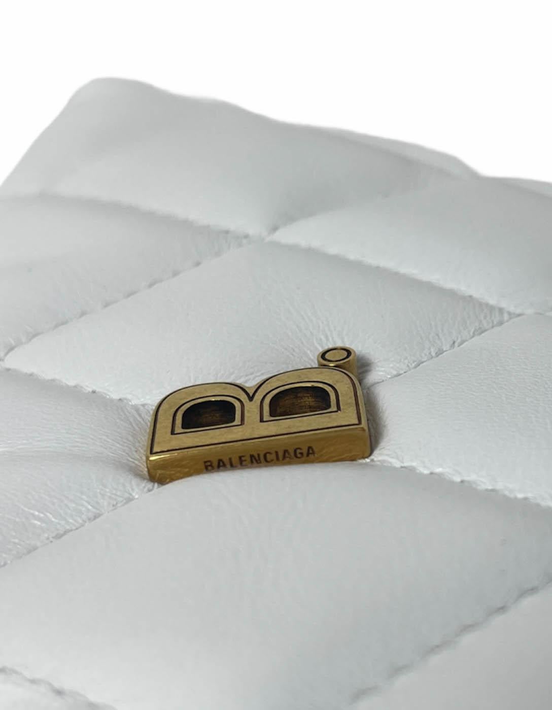 Balenciaga White Nappa Calfskin Leather B Dot Quilted Camera Crossbody Bag 1
