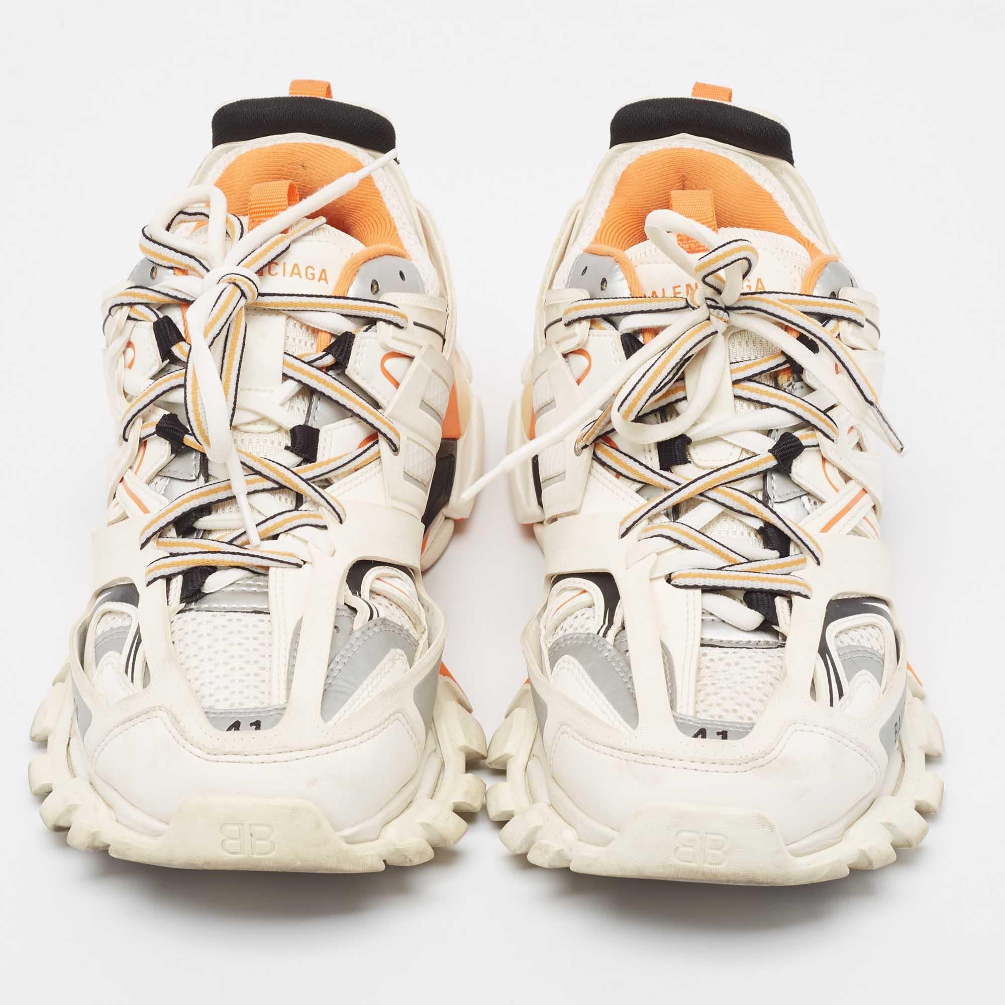Balenciaga Blanco/Naranja Malla y Piel sintética Track Low Top Sneakers Talla 41 Beige en venta