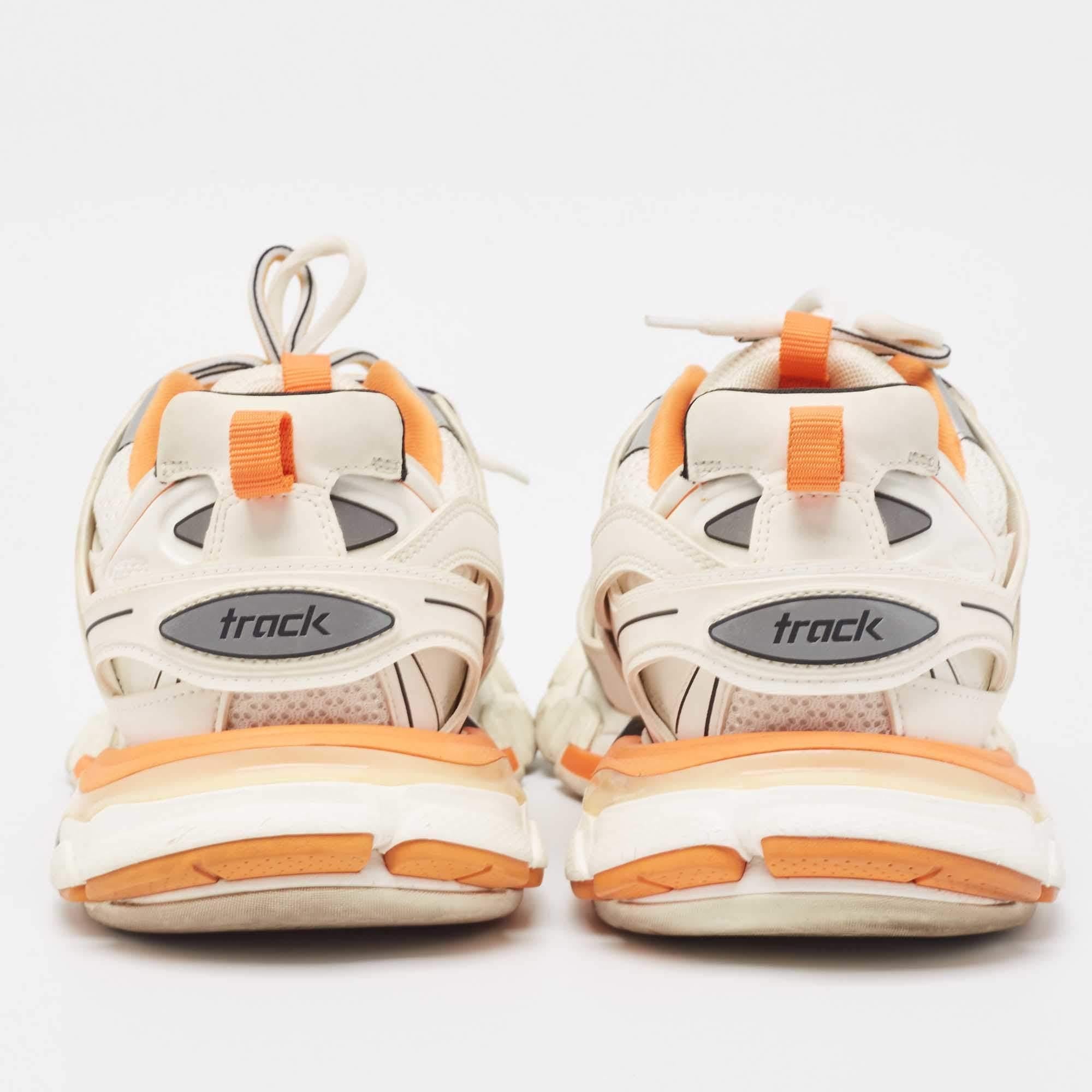 De los hombres Balenciaga Blanco/Naranja Malla y Piel sintética Track Low Top Sneakers Talla 41 en venta